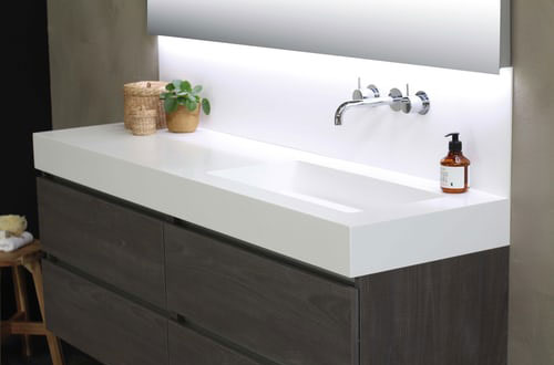 High low separate bathroom cabinet white